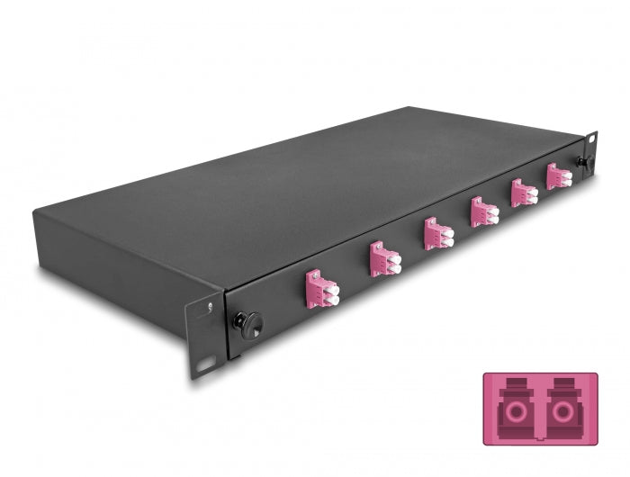 Delock 19? LWL Spleißbox 6 x LC Duplex OM4 1HE spleißfertig komplett bestückt Delock 19? LWL Spleißbox 6 x LC Duplex OM4 1HE spleißfertig komplett bestückt
